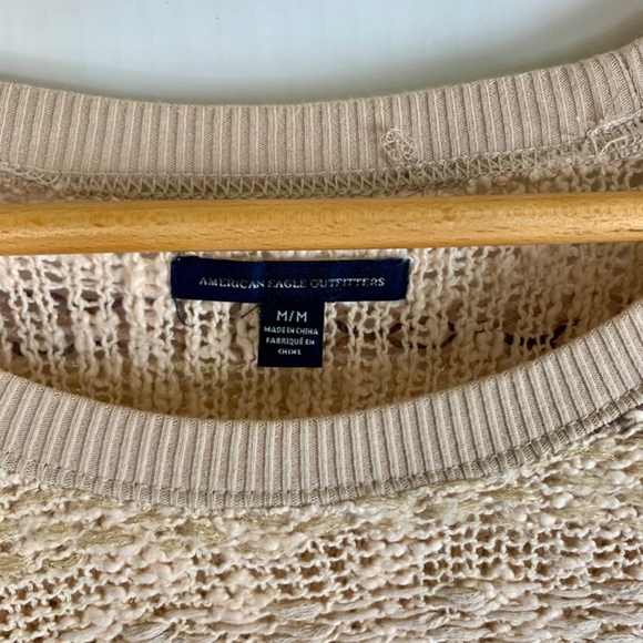 American Eagle Outfitters boho cream/brown striped pullover long weekend sweater - Picture 3 of 8